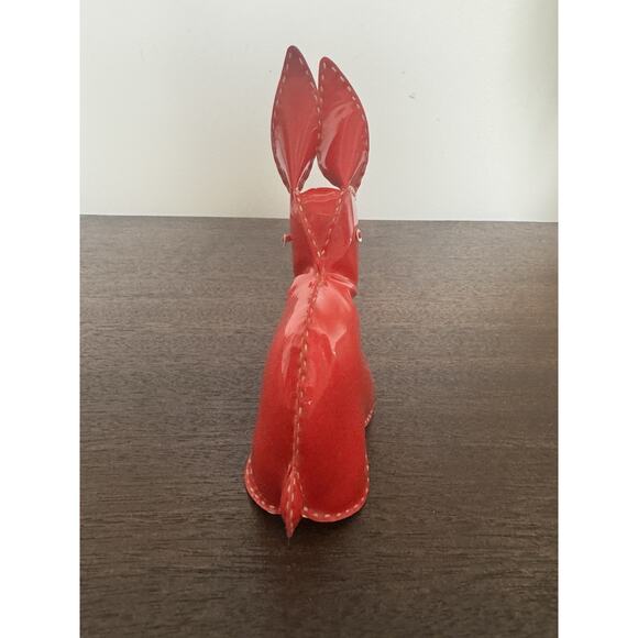 VTG Rabbit Bunny Red Patent Leather Toy Hand Sewn Plush Retro Shiny - Picture 4 of 10